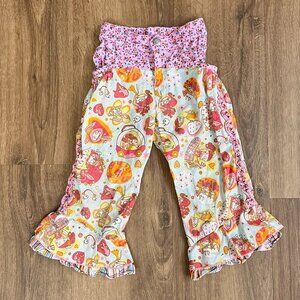 Oilily Vintage Cartoon Ruffle Pink Blue Pants Sz 98 Age 3-4